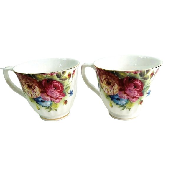 Tea or Coffee Cups Graceware Grace's Teaware Pink Blue Floral Pattern 3" x 3.5" - Picture 9 of 9
